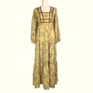 1970's Jody T Vintage Maxi Dress 7 Cottagecore Prairie Hippie Granny